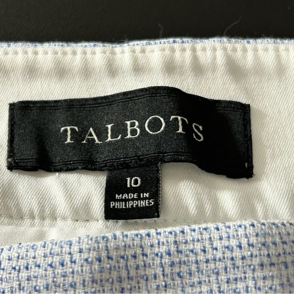 Talbots Career Pants Women's Fully Lined Straight Leg Blue White Sz 10 Side Zip - Picture 5 of 8